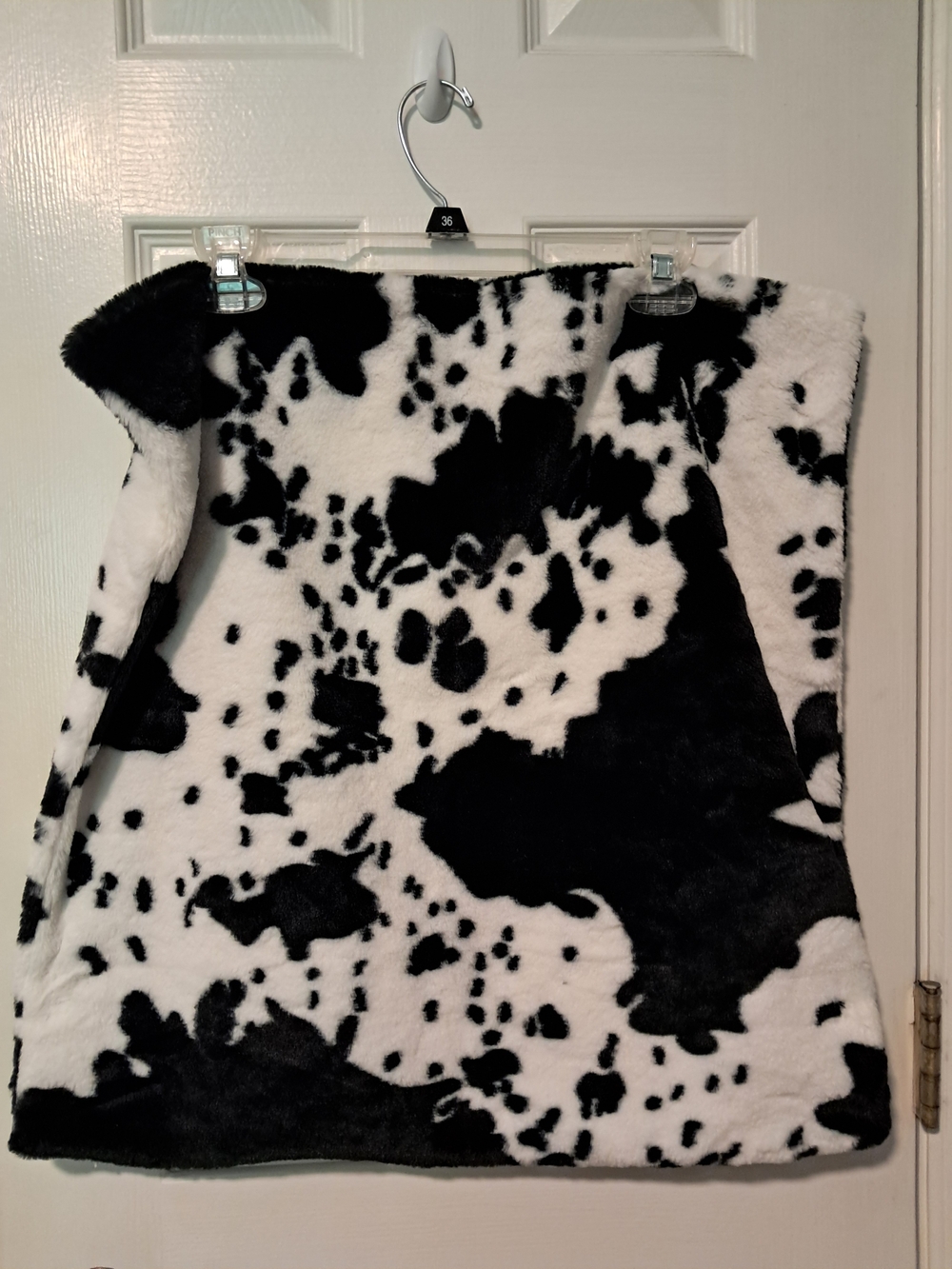 Black & White Faux Fur Cow Print Pillow Cover 22x22
